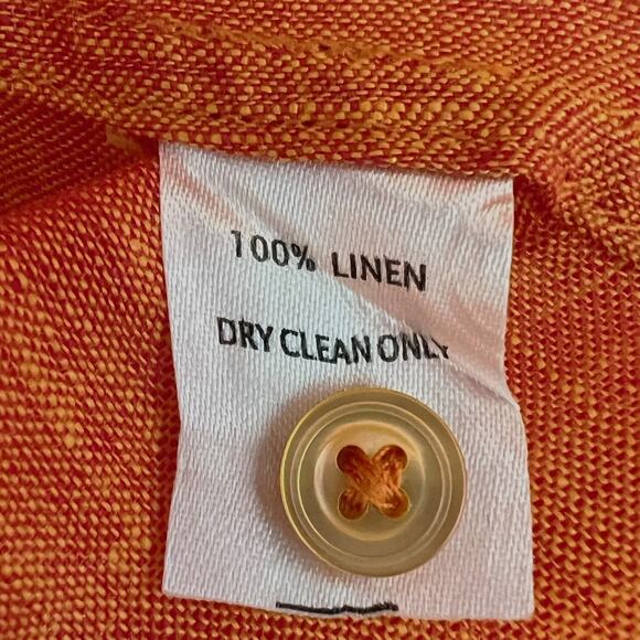 Craig Taylor Womens Linen Shirt XL Orange Bonfire Button Front 3/4 Sleeve - Picture 6 of 6